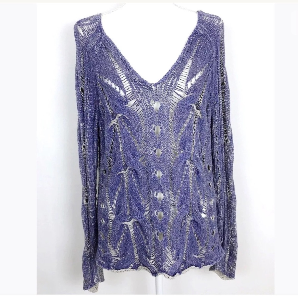 Free People Purple V neck over sized sweater. SzS
